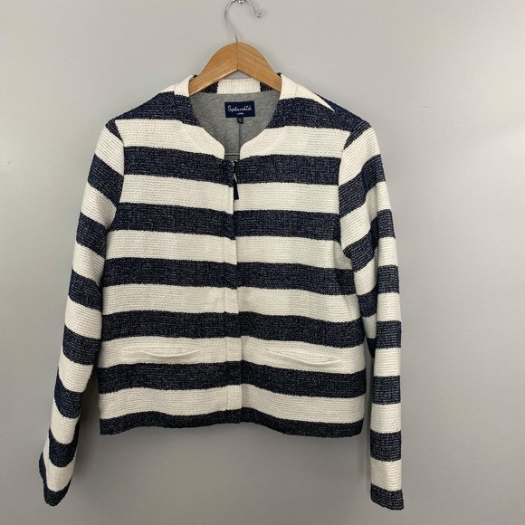 Splendid Blue and White Striped Blazer - Picture 2 of 6